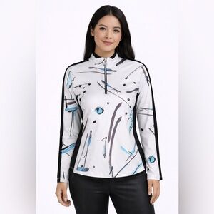 DOLCEZZA Women's Abstract Print Athletic/sporty Long Sleeve Top NWT size small